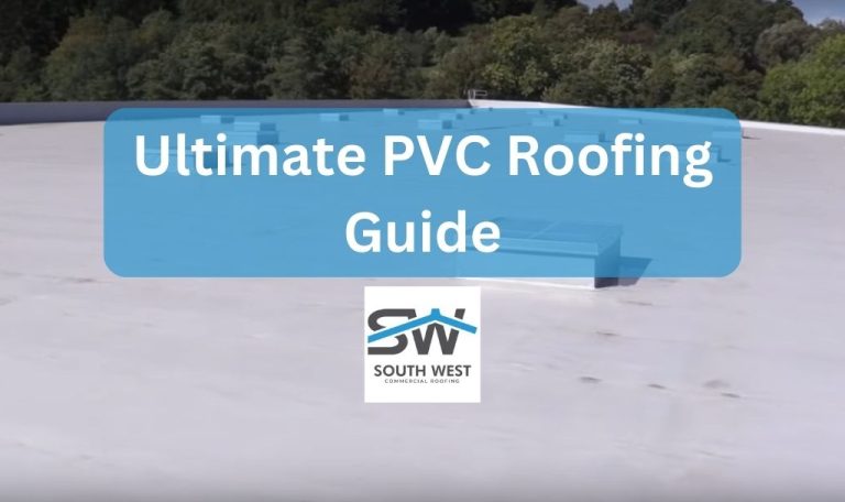 PVC roof with company logo and headline