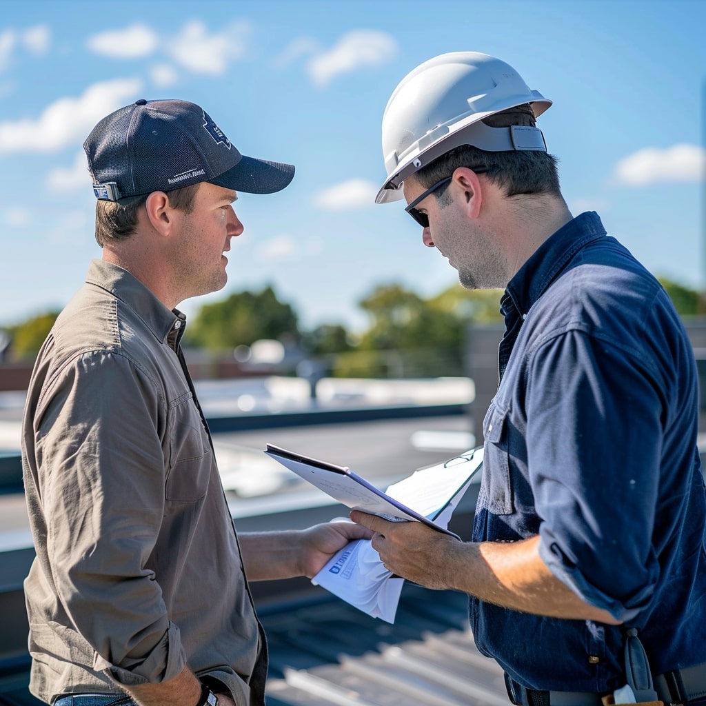 Phoenix commercial roofing contractor consulting with client